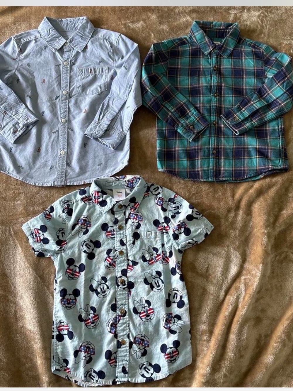 Carter's Light Blue Mickey Mouse Short-Sleeve Button-Down Shirt